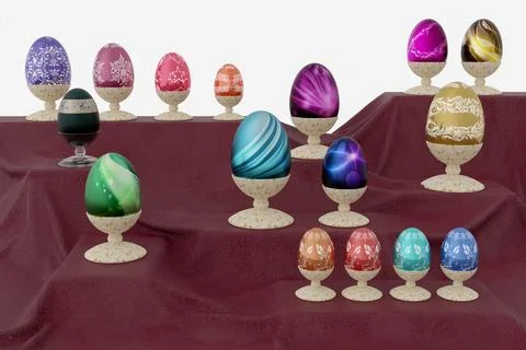 Easter, Eggs decorated for spring festivities - 3D Illustration Illustrazione stock