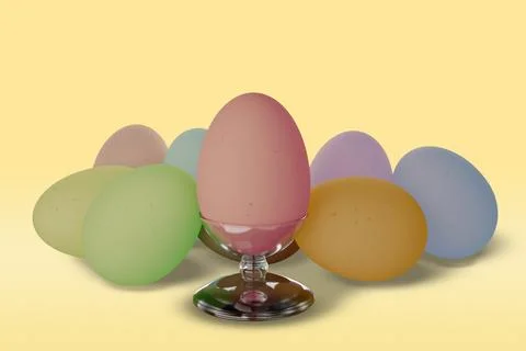 Easter, Eggs decorated for spring festivities - 3D Illustration 스톡 일러스트