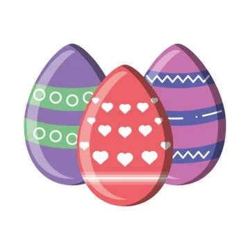 Easter eggs decorated on white background Illustrazione stock