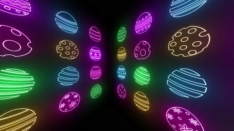 Easter eggs decoration animation rotate video neon lights holiday celebratio Stock Footage 231616167