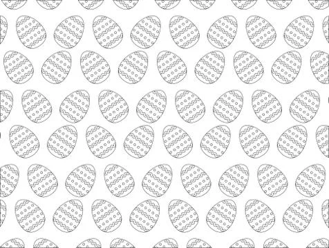 Easter eggs decoration seamless pattern monochromatic Stock Illustration