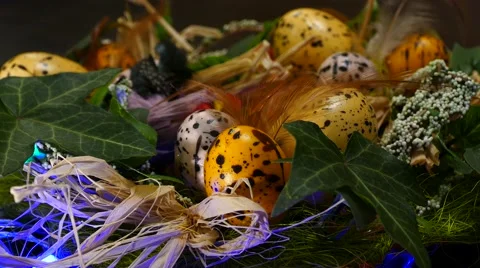 Easter eggs decorations with blinking lights reflections 4K 動画素材 61027994