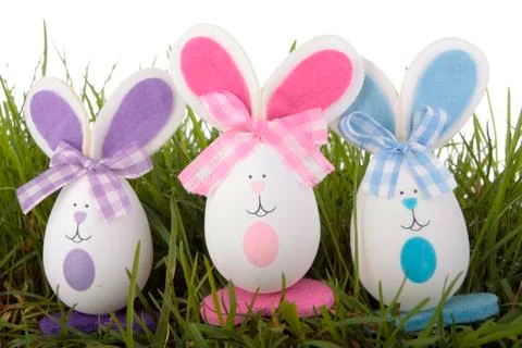Easter eggs decorations on white Stock Photos