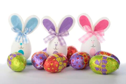 Easter eggs decorations on white Stock Photos