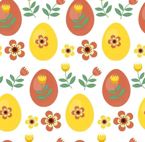 Easter eggs decorative pattern on white background. Happy Easter template with イラスト素材