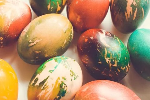 Easter eggs of different colors. Stock Photos