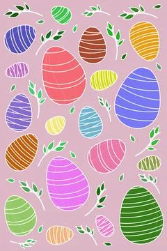 Easter eggs in different colors poster for easter for holiday religious Stock Illustration