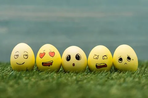 Easter eggs different facial expressions Stock Photos