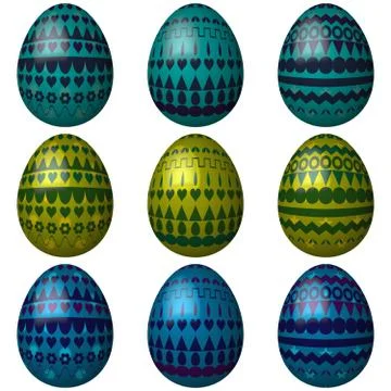 Easter eggs - digitally rendered set of isolated objects Stock Illustration