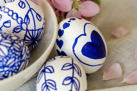 Easter eggs  in the dish,celebration, easter, religion Stock Photos