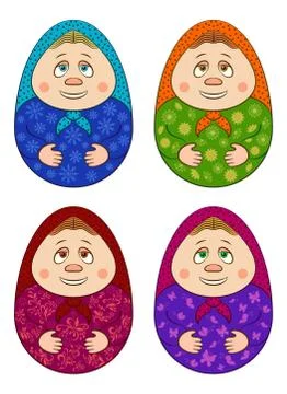 Easter Eggs Dolls Matrioshka Stock Illustration