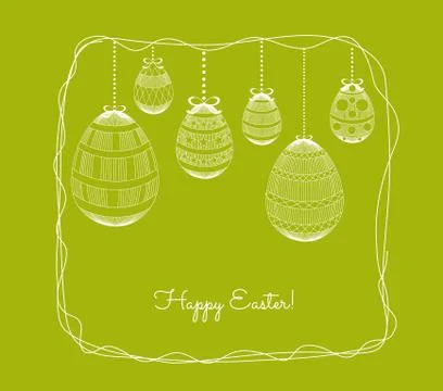 Easter eggs in doodle frame background Illustrazione stock