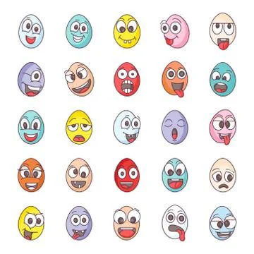 Easter Eggs Doodle Icons Pack Stock Illustration