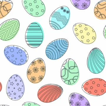 Easter eggs doodle seamless pattern Stock Illustration