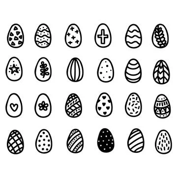 Easter eggs doodle set. Hand-drawn illustration 스톡 일러스트