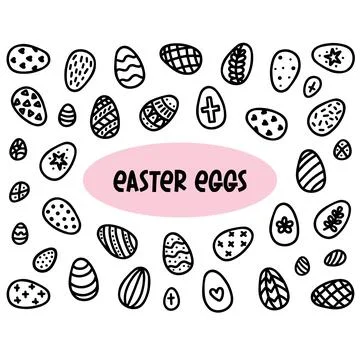 Easter eggs doodle set. vector illustration 스톡 일러스트