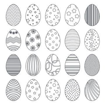 Easter eggs doodle set vector illustration Stock Illustration