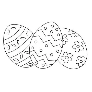 Easter eggs, doodle style flat vector outline for coloring book Stock Illustration