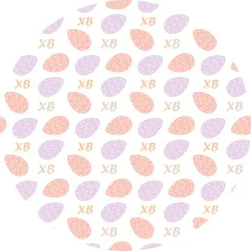 Easter Eggs with Dots Pattern and XB letters Easter Pattern on Circle Background 스톡 일러스트