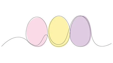 Easter eggs drawn by continuous one line. Minimalist Happy Easter concept Illustrazione stock