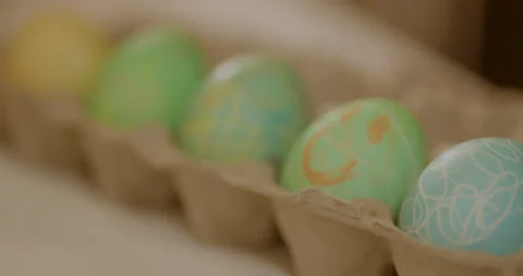 Easter eggs drying in an egg holder Stock Footage 239571145