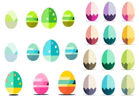 Easter eggs for easter day sweet and colorful with decoration patterns on white Stock Illustration
