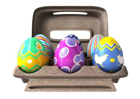 Easter eggs in an egg box Illustrazione stock