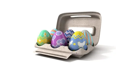 Easter eggs in an egg carton Illustrazione stock