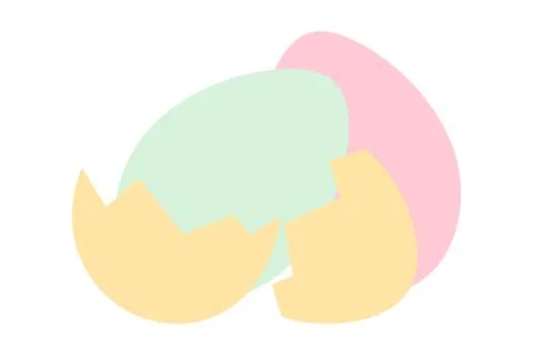 Easter Eggs end cracked eggshell in trendy colorful festive hues Easter greeting Stock Illustration