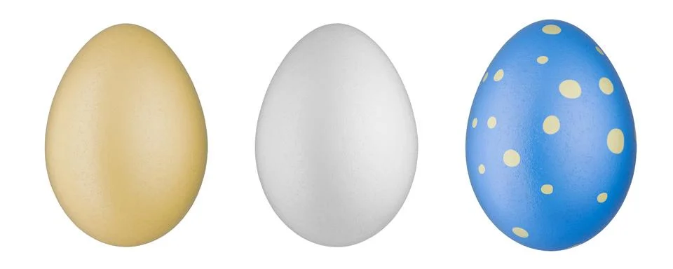 Easter eggs. Festive Easter eggs isolated on a white background. 3D render. Stock Illustration