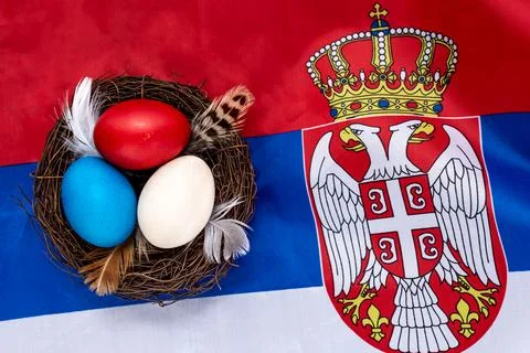 Easter eggs on the flag Stock Photos