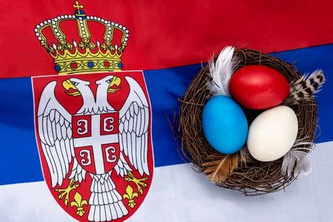 Easter eggs on the flag Stock Photos
