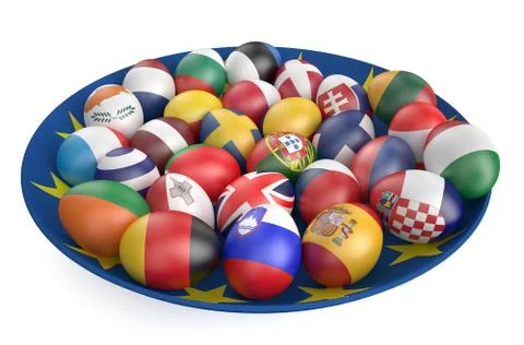 Easter eggs with the flags of the countries of the European Union Stock Illustration