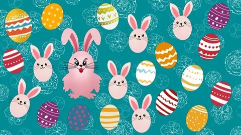 Easter eggs flat design, collection painted easter eggs, Happy Easter Bunny Illustrazione stock