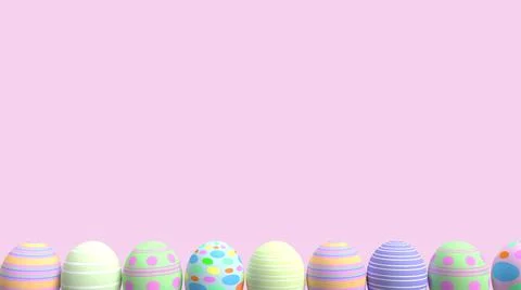 The Easter eggs flat lay image for Easter Day  holiday concept 3d rendering Illustrazione stock
