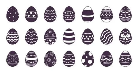 Easter eggs. Flat silhouette with patterns, symbol of happy Easter graphic Illustrazione stock