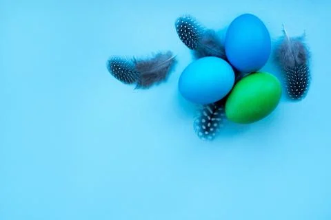 Easter eggs flatlay Stock Photos