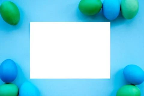 Easter eggs flatlay Stock Photos