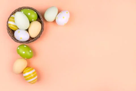 Easter eggs flatlay Stock Photos