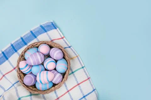 Easter eggs flatlay Stock Photos