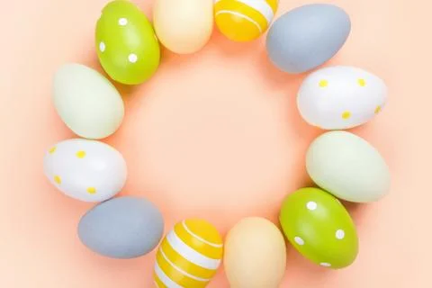 Easter eggs flatlay Stock Photos