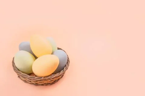 Easter eggs flatlay Stock Photos