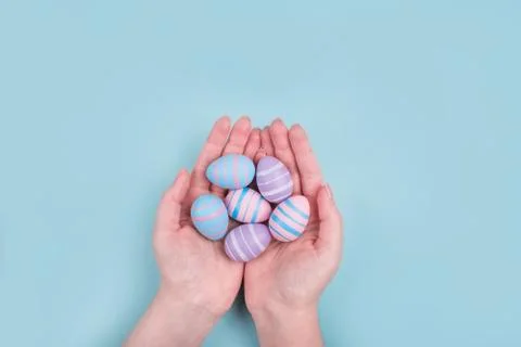 Easter eggs flatlay Stock Photos