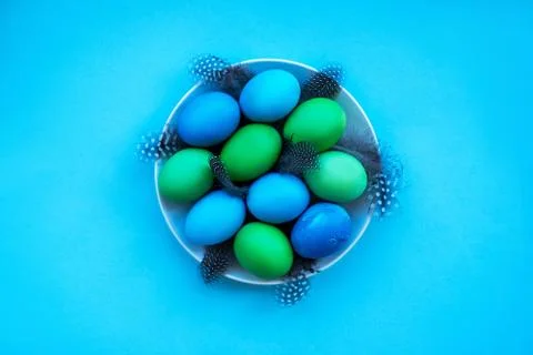Easter eggs flatlay Stock Photos
