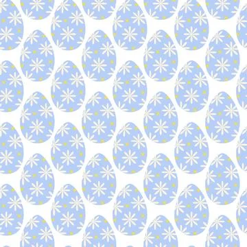 Easter Eggs flowers and abstract stars decorated Seamless Pattern in trendy soft 스톡 일러스트