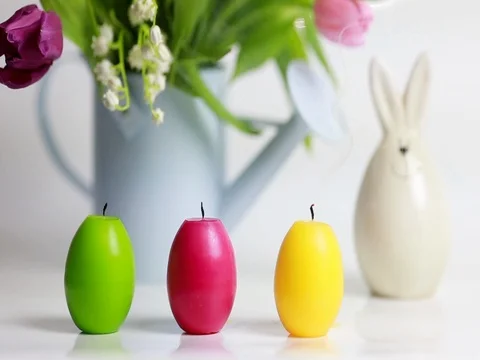 Easter eggs on flowers background Stock Footage 72984550