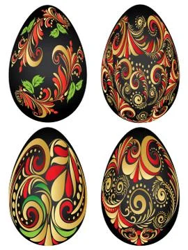 Easter Eggs with Folk Patterns Illustrazione stock