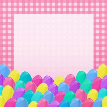 Easter eggs frame cartoon style pink napkin Stock-Illustration