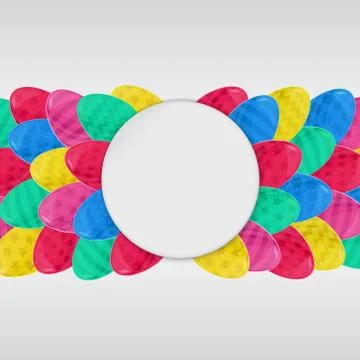 Easter eggs frame cartoon style colorful white Stock-Illustration