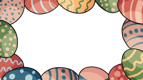 Easter eggs frame with space for your text or photo. on a white background Stock Illustration